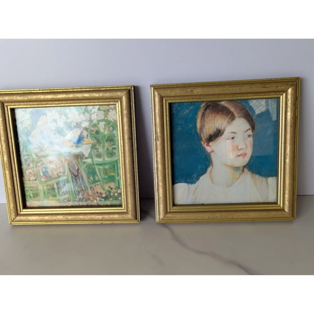 Vintage Impressionist Miniature Framed Art Pair - 6.25